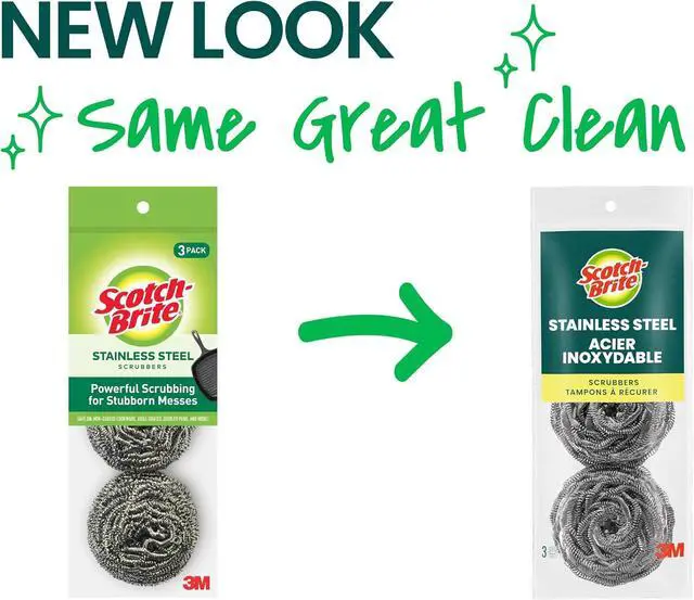 Alt view image 5 of 6 - Scotch-Brite Stainless Steel Scrubbers, 3 Pack | Scouring Pads for Cleaning Tough Baked-On Messes, Metal Scrubbers for Cleaning Dishes, 3 Scrub Pads