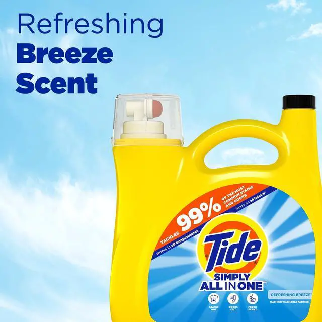 Alt view image 3 of 6 - Tide Simply Laundry Detergent Liquid All-In-One, Refreshing Breeze Scent, 117 fl oz, 89 Loads