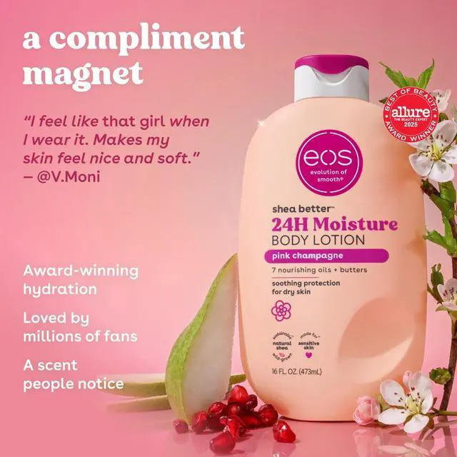 Alt view image 4 of 6 - eos Shea Better Body Lotion for Dry Skin, Pink Champagne, 16 fl oz