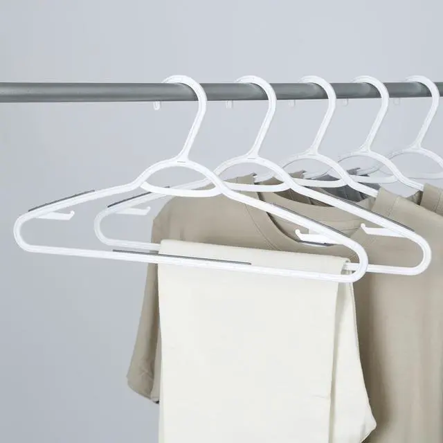 Alt view image 3 of 6 - (2 pack) Mainstays Non-Slip Plastic Shirt Hanger, 10 Pack, White