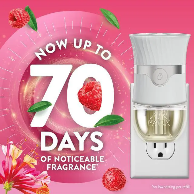 Alt view image 6 of 6 - Air Wick Plug-in Scented Oil Warmer Air Freshener Refills, Honeysuckle & Raspberry, 4 Count