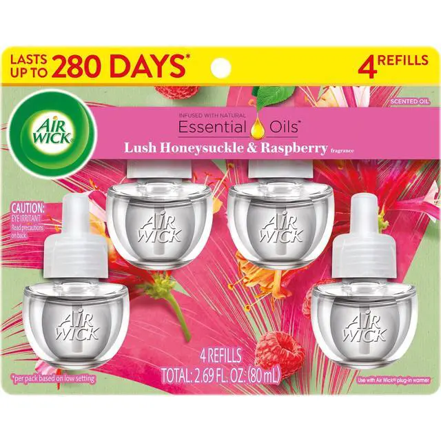 Alt view image 2 of 6 - Air Wick Plug-in Scented Oil Warmer Air Freshener Refills, Honeysuckle & Raspberry, 4 Count