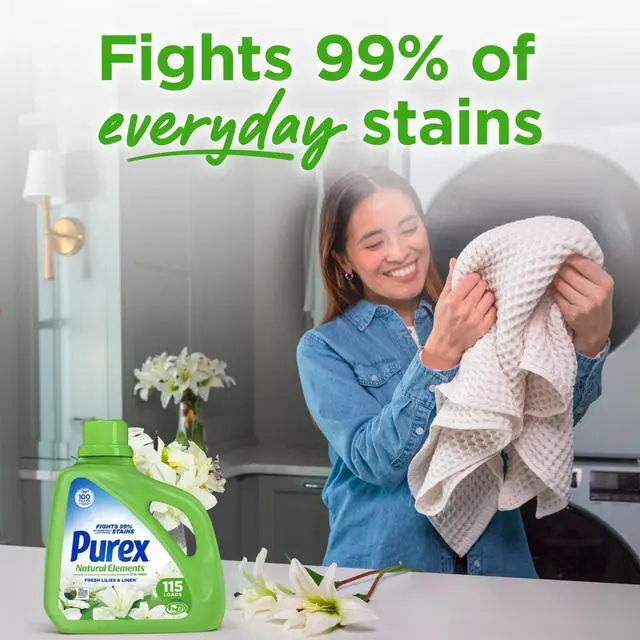 Alt view image 5 of 6 - Purex Natural Elements Liquid Detergent, Fresh Lilies & Linen, 150 fl oz, 115 loads