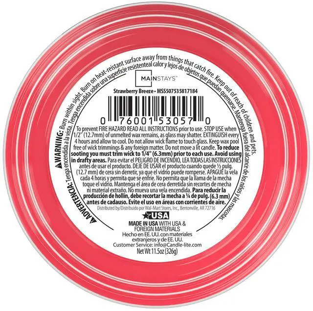 Alt view image 3 of 6 - Mainstays 3-Wick Scented Glass Jar Candle, Strawberry Breeze, 11.5 oz