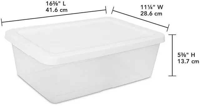 Alt view image 3 of 6 - Sterilite Set of (4) 12 Quart Storage Bins, Clear Plastic Storage Bin with Snap-on Lid, White