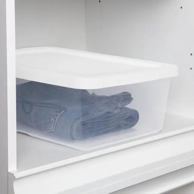 Alt view image 2 of 6 - Sterilite Set of (4) 12 Quart Storage Bins, Clear Plastic Storage Bin with Snap-on Lid, White