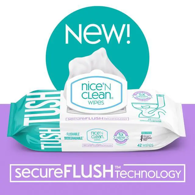 Alt view image 6 of 6 - Nice 'N CLEAN SecureFLUSH Alcohol Free Flushable Wipes, Gentle for Sensitive Skin, 3 Flip-Top Packs (126 Total Wipes)