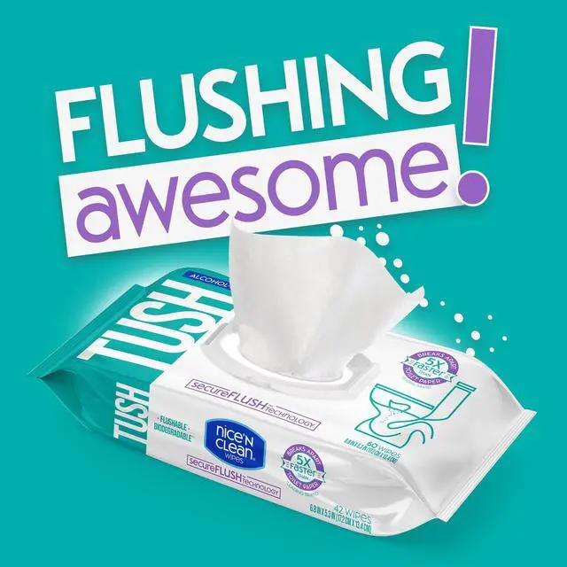 Alt view image 3 of 6 - Nice 'N CLEAN SecureFLUSH Alcohol Free Flushable Wipes, Gentle for Sensitive Skin, 3 Flip-Top Packs (126 Total Wipes)