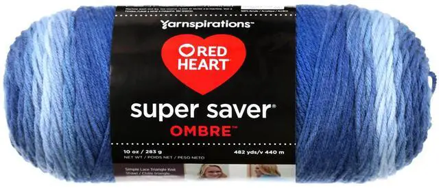 Main image of Red Heart Super Saver Ombre 4 Medium Acrylic Yarn, True Blue 10oz/283g, 482 Yards