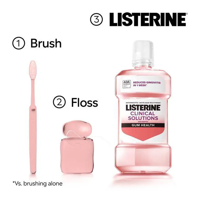 Alt view image 2 of 7 - Listerine Clinical Solutions Gum Health Antiseptic Mouthwash Oral Care, 1 L