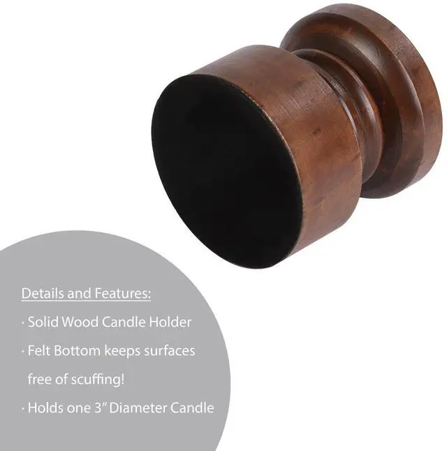 Alt view image 3 of 5 - Mainstays Decorative Wood Pillar Candleholder, Dark Brown, 4"