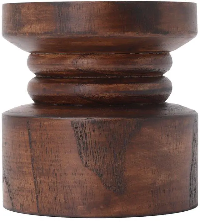 Alt view image 5 of 5 - Mainstays Decorative Wood Pillar Candleholder, Dark Brown, 4"