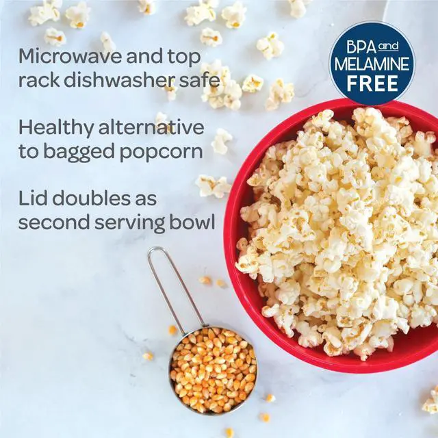 Alt view image 6 of 6 - Nordic Ware 14 Cup Plastic Microwave Quick Pop Popcorn Popper, Red, 68402W