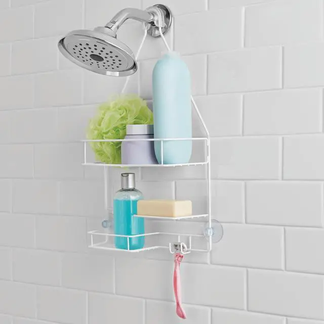 Main image of Mainstays Basic Hanging Shower Caddy with 2 Shelves and Soap Tray, White