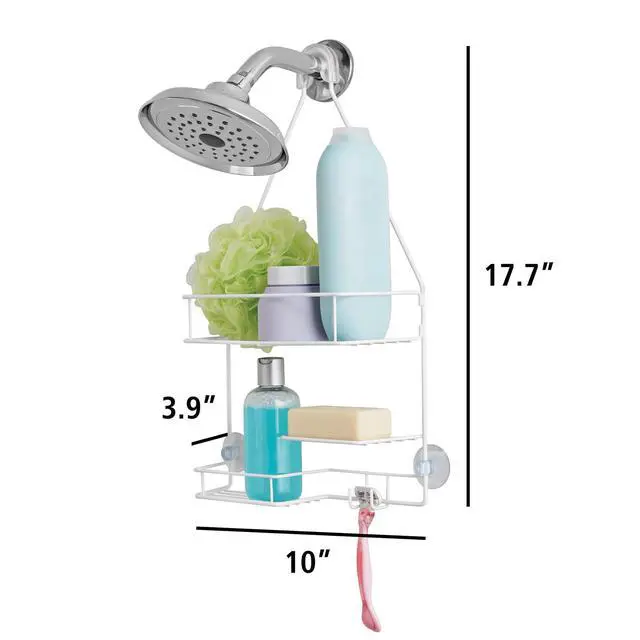 Alt view image 5 of 5 - Mainstays Basic Hanging Shower Caddy with 2 Shelves and Soap Tray, White