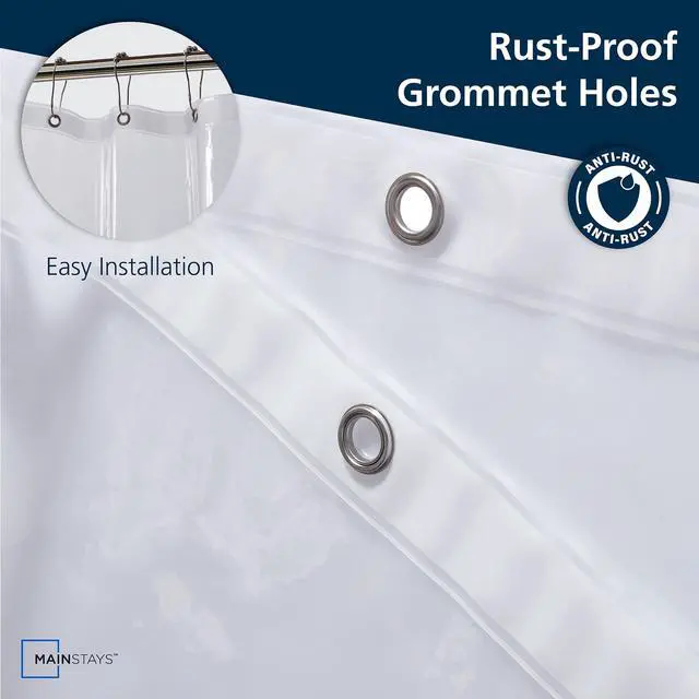 Alt view image 2 of 6 - Mainstays Medium Weight PEVA Shower Liner, 54" x 78" for Bathroom Stall, Clear