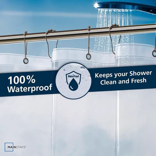 Alt view image 6 of 6 - Mainstays Medium Weight PEVA Shower Liner, 54" x 78" for Bathroom Stall, Clear