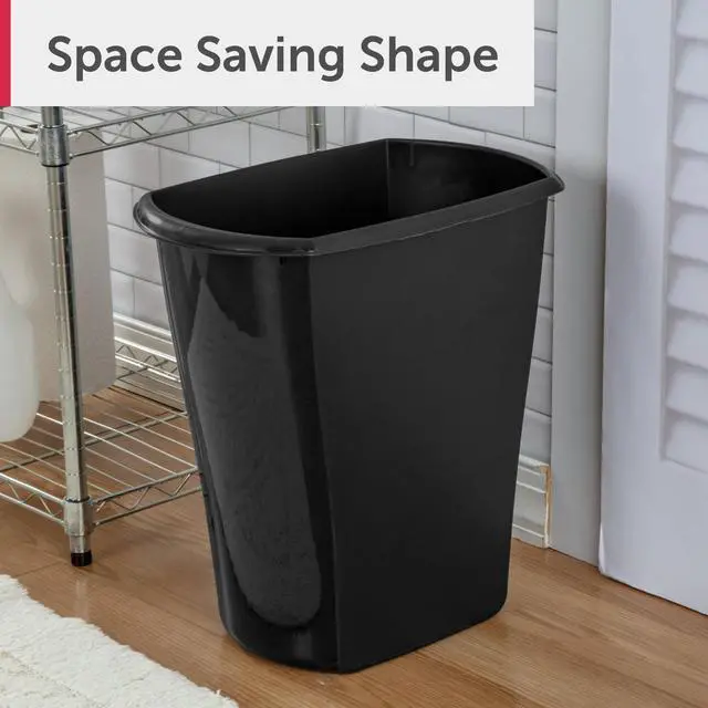 Main image of Sterilite Small Bathroom Trash Can, 5.5 Gallon Plastic Garbage Bucket Bin with No Lid, Black
