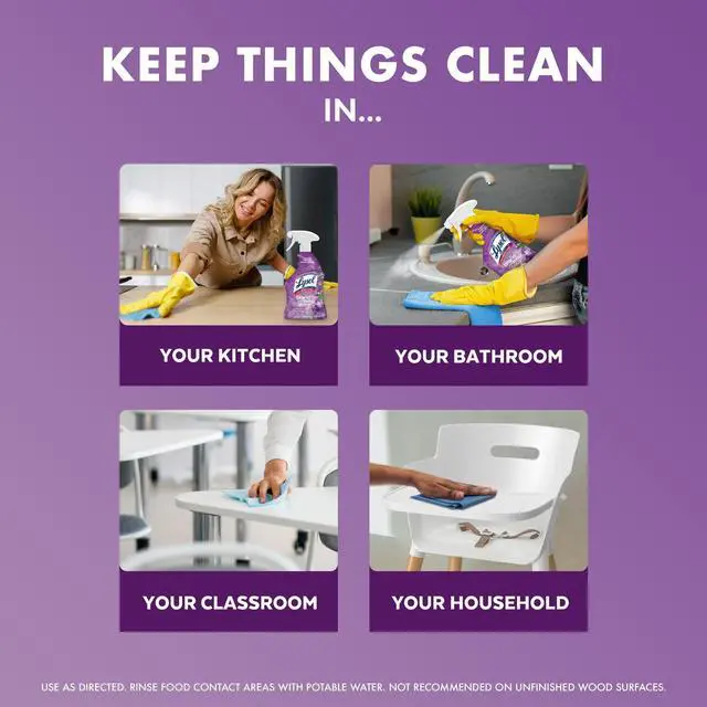 Alt view image 5 of 6 - Lysol® All-Purpose Cleaner, Sanitizing and Disinfecting Spray, Lavender & Cotton Blossom, 32 fl oz