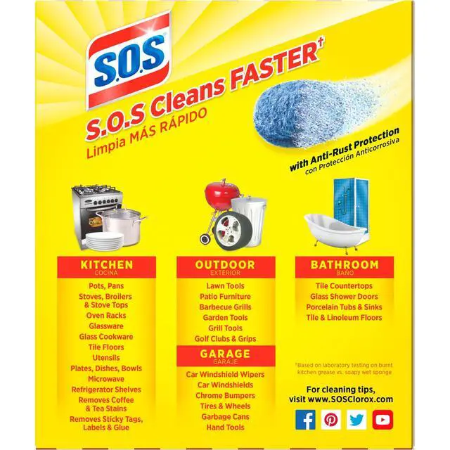 Alt view image 4 of 7 - S.O.S Steel Wool Dish Scrubber Pads, 10 Pack