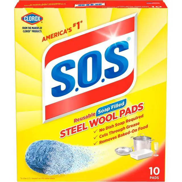 Alt view image 2 of 7 - S.O.S Steel Wool Dish Scrubber Pads, 10 Pack