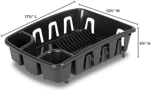 Alt view image 5 of 6 - Sterilite DrainRack, Dishrack and Drainboard All-in-One, Inclined Base for Draining, Black