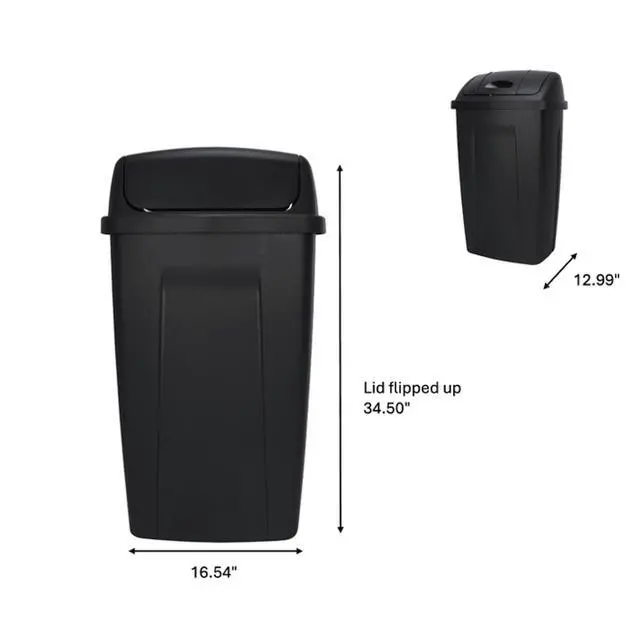 Alt view image 2 of 5 - Mainstays Kitchen Trash Can, 13 Gallon Plastic Garbage Bin with Swing Top Lid, Black