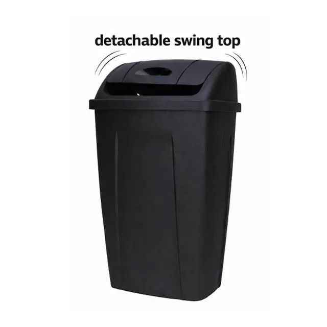 Alt view image 5 of 5 - Mainstays Kitchen Trash Can, 13 Gallon Plastic Garbage Bin with Swing Top Lid, Black