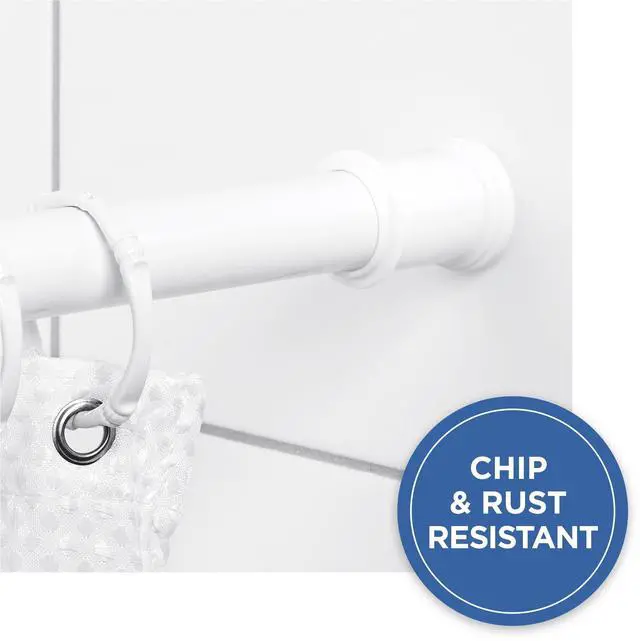 Main image of Mainstays Adjustable Tension Shower Curtain Rod, 44 - 72", Easy to Install, No Drilling, White