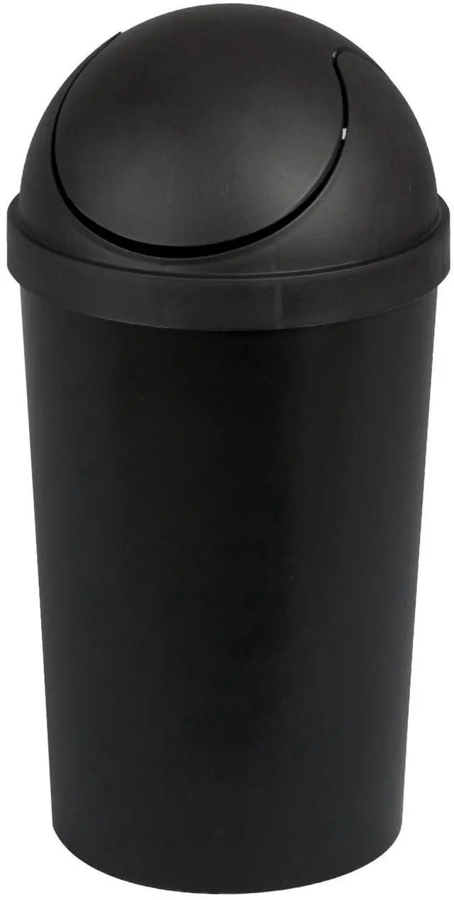 Alt view image 5 of 7 - Sterilite Small Bathroom Trash Can, 3 Gallon Plastic Garbage Bucket Bin with Swing Top Lid, Black