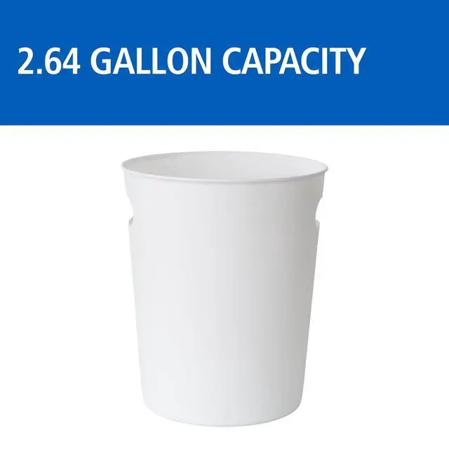 Alt view image 2 of 5 - Mainstays Basic Plastic Wastebasket, 2.64 gal, with Cut-Out Handles, White