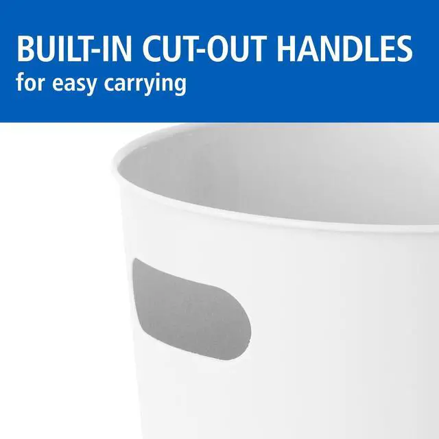 Alt view image 3 of 5 - Mainstays Basic Plastic Wastebasket, 2.64 gal, with Cut-Out Handles, White
