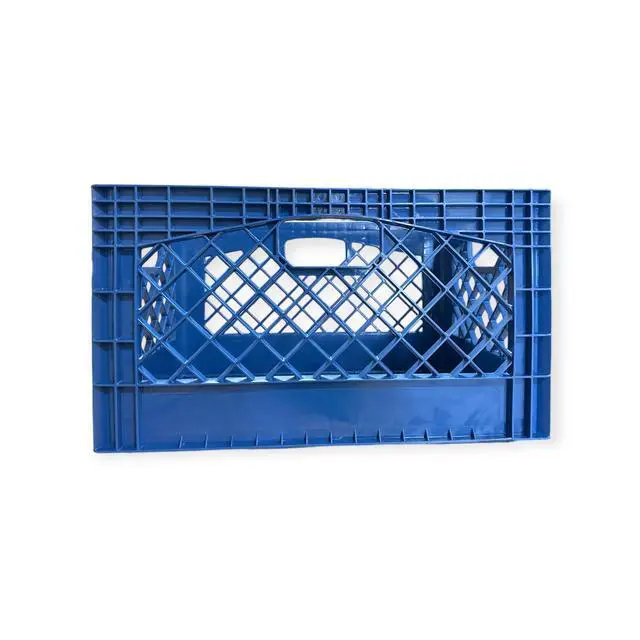 Alt view image 6 of 6 - Juggernaut Storage 24 Qt Heavy Duty HDPE Plastic Milk Crate with Handles, Blue, 1 Count, RMK24QT-BLUE