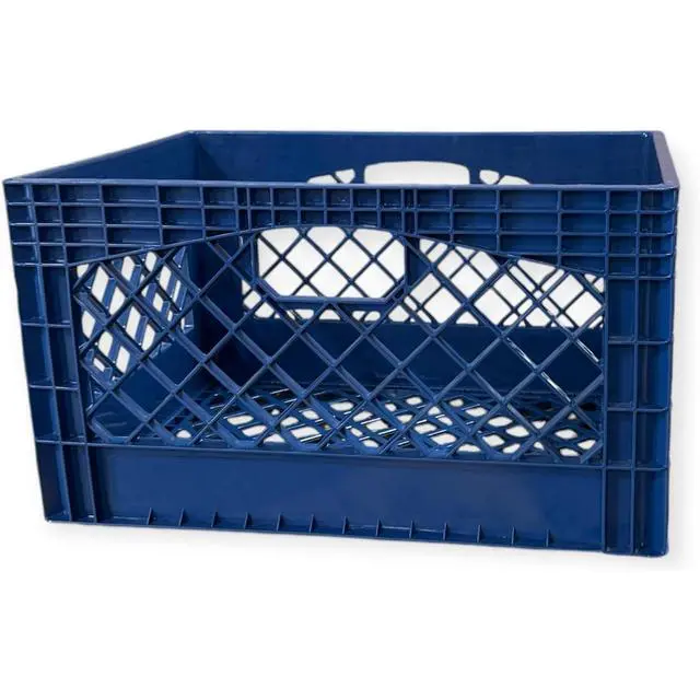 Alt view image 3 of 6 - Juggernaut Storage 24 Qt Heavy Duty HDPE Plastic Milk Crate with Handles, Blue, 1 Count, RMK24QT-BLUE