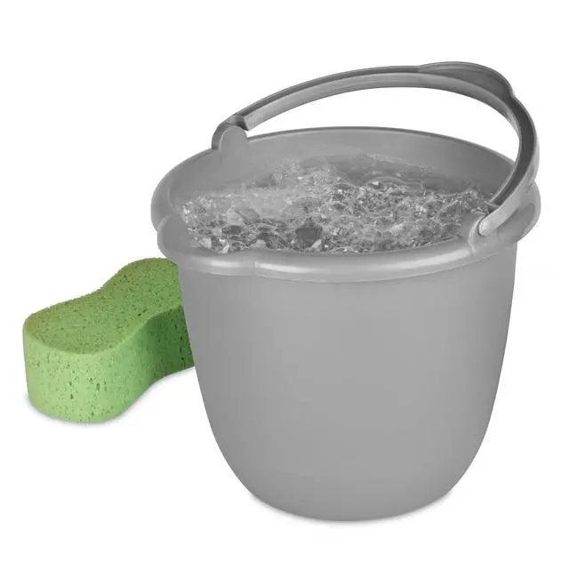 Alt view image 5 of 5 - Sterilite 10 Qt. Plastic Spout Pail Bucket with Handle, Mop Bucket for Cleaning, Car Wash & Mopping, Titanium Gray