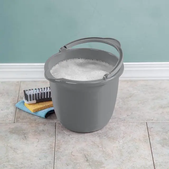 Alt view image 4 of 5 - Sterilite 10 Qt. Plastic Spout Pail Bucket with Handle, Mop Bucket for Cleaning, Car Wash & Mopping, Titanium Gray