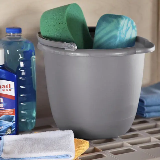 Alt view image 2 of 5 - Sterilite 10 Qt. Plastic Spout Pail Bucket with Handle, Mop Bucket for Cleaning, Car Wash & Mopping, Titanium Gray