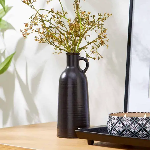 Main image of Better Homes & Gardens 8" Black Ceramic Jug Vase