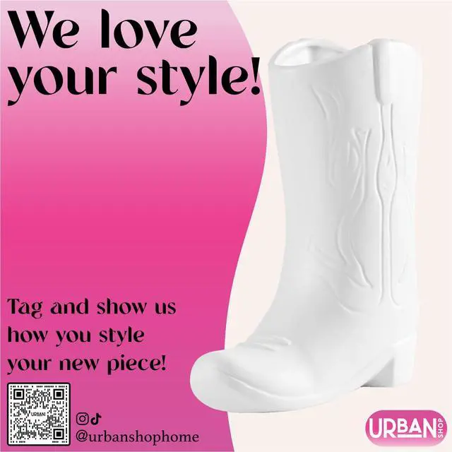 Alt view image 2 of 6 - Urban Shop Ceramic Cowboy Boot Vase, 8.75", White