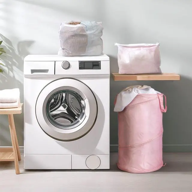 Alt view image 6 of 7 - Mainstays Pop-Up Spiral Polyester Laundry Hamper, Pink