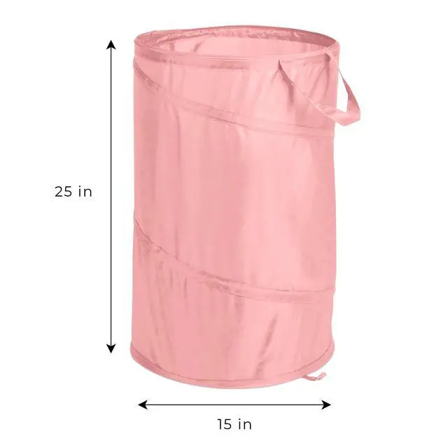 Alt view image 2 of 7 - Mainstays Pop-Up Spiral Polyester Laundry Hamper, Pink