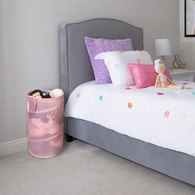 Alt view image 3 of 7 - Mainstays Pop-Up Spiral Polyester Laundry Hamper, Pink