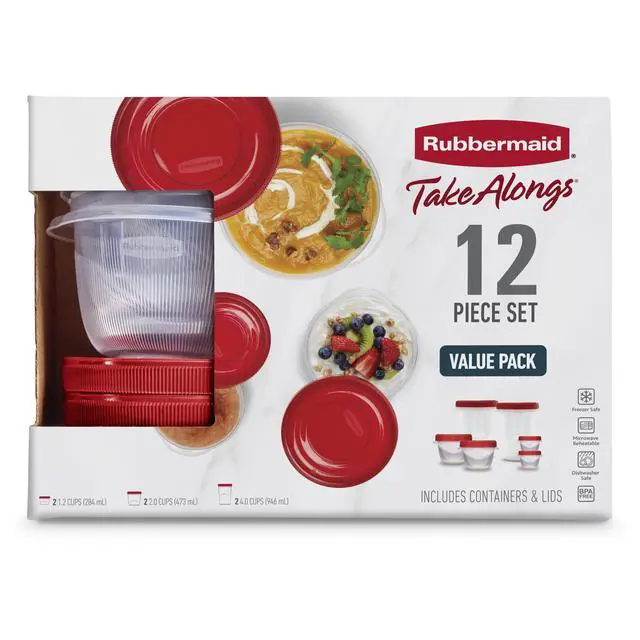 Alt view image 3 of 5 - Rubbermaid Takealongs 12 Piece Food Storage Set, Red
