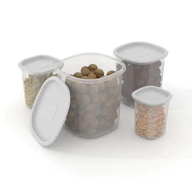 Alt view image 5 of 6 - Mainstays 8-Piece Plastic Pantry Food Storage Container Set, Kitchen Pantry Organizer Canisters for Dry Food Storage and Pantry Organization