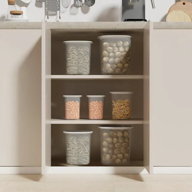 Alt view image 4 of 6 - Mainstays 8-Piece Plastic Pantry Food Storage Container Set, Kitchen Pantry Organizer Canisters for Dry Food Storage and Pantry Organization