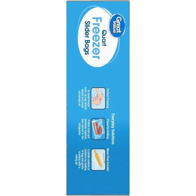 Alt view image 3 of 4 - Great Value Slider Zipper Freezer Bags, Quart, 50 Count