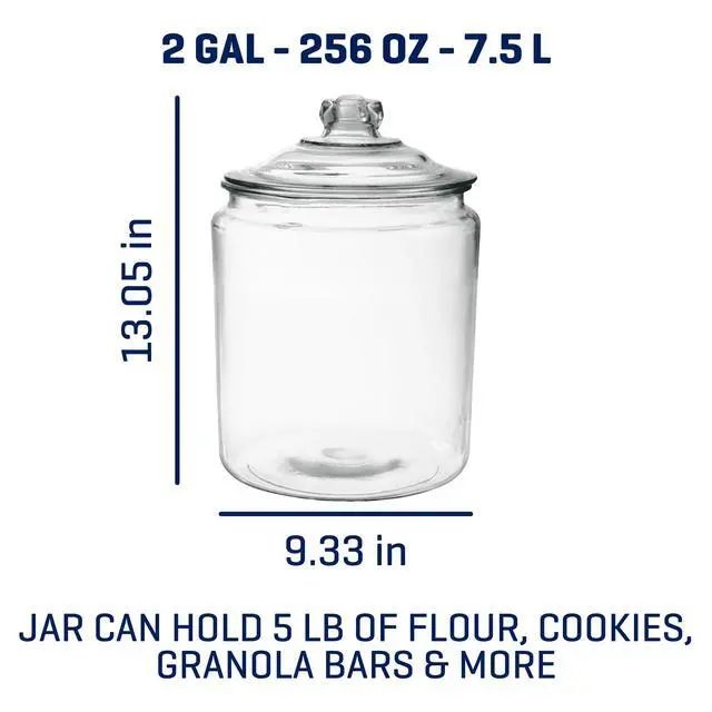 Alt view image 5 of 6 - Anchor Hocking Heritage Hill Glass Jar with Lid, 2 Gallon, Made for Pantry Jar Storage and Display