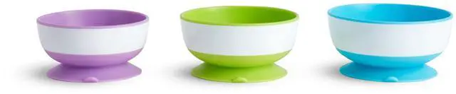 Alt view image 2 of 6 - Munchkin® Stay Put Suction Round Bowls, Plastic, Multi-Color, 3 Pack