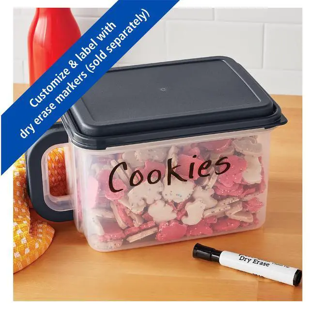 Alt view image 7 of 7 - Mainstays Medium Plastic Canister with Handle, 21 Cups, Gray Lid and Handle, Made for Pantry Organization and Food Storage