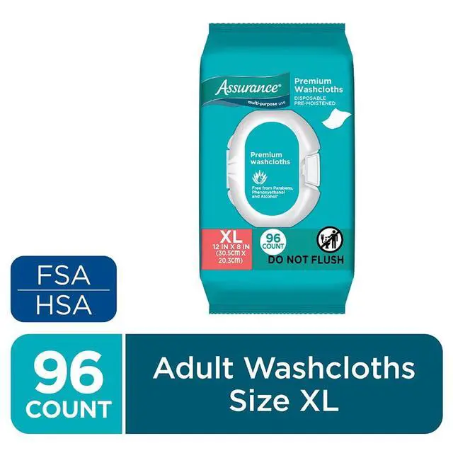Alt view image 2 of 6 - Assurance Disposable and Pre-Moistened Premium Extra Large Washcloths for Adults, 96 Count